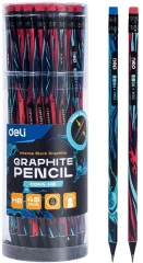 Карандаш ч/г Deli EC044-HB 2.2мм HB кругл. липа ассорти Graffiti texture ластик