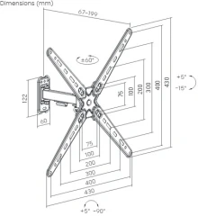 Кронштейн для телевизора Ultramounts UM957 черный 13"-55" макс.25кг настенный поворот и наклон