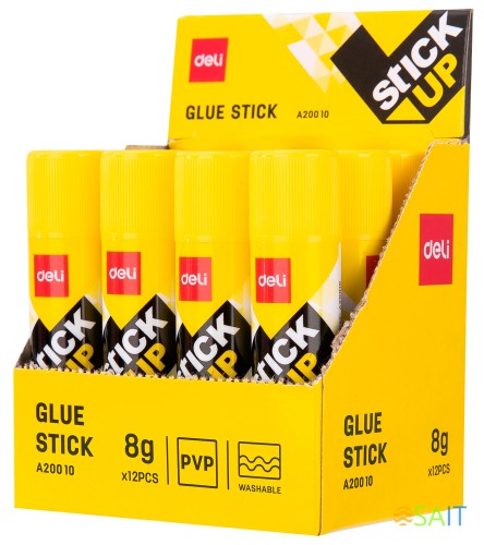 Клей-карандаш Deli Stick UP EA20010 8гр корп.желтый ПВП дисплей картонный усиленный