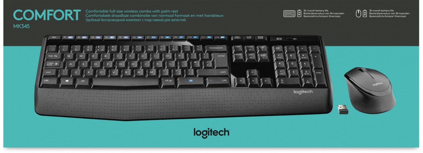 Клавиатура + мышь Logitech MK345 клав:черный мышь:черный USB беспроводная Multimedia (920-008534)