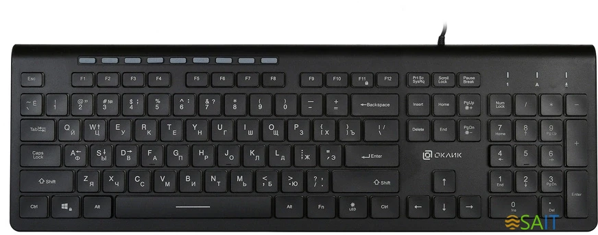 Клавиатура Оклик 490ML черный USB slim Multimedia LED