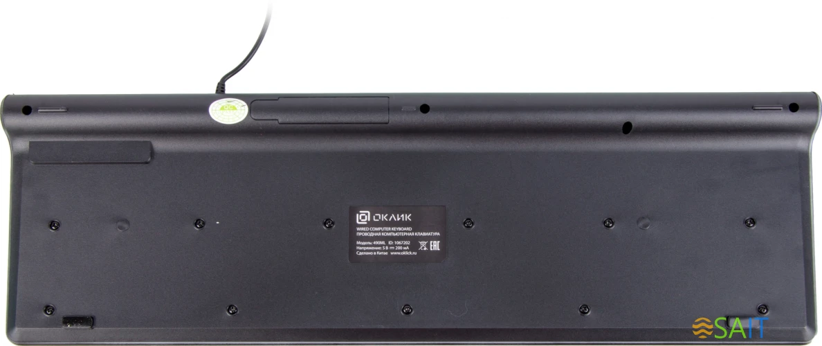 Клавиатура Оклик 490ML черный USB slim Multimedia LED