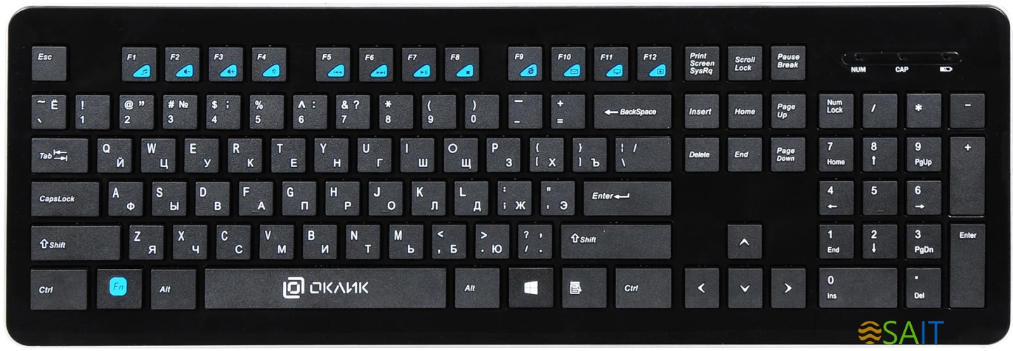 Клавиатура Оклик 870S черный USB беспроводная slim Multimedia