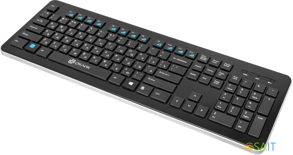 Клавиатура Оклик 870S черный USB беспроводная slim Multimedia