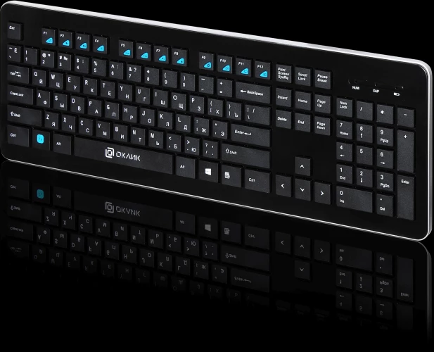 Клавиатура Оклик 870S черный USB беспроводная slim Multimedia