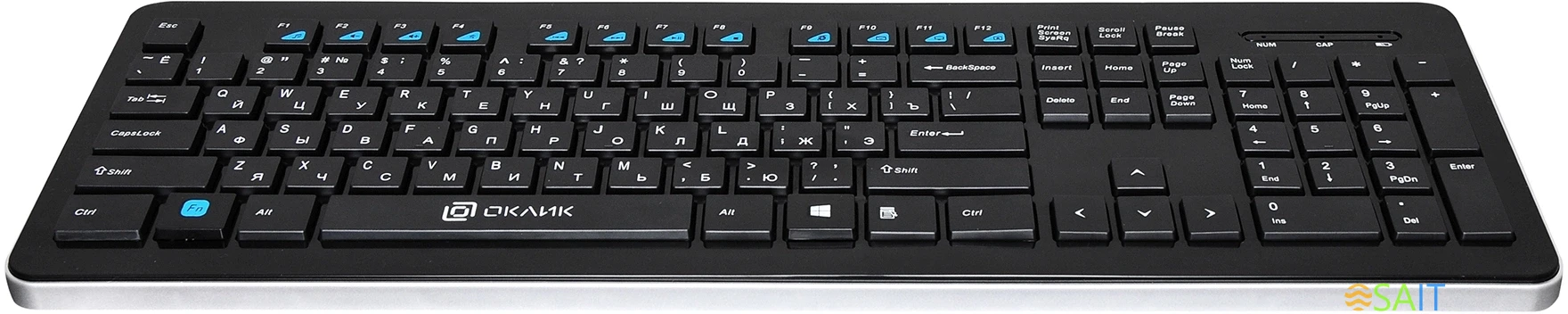 Клавиатура Оклик 870S черный USB беспроводная slim Multimedia