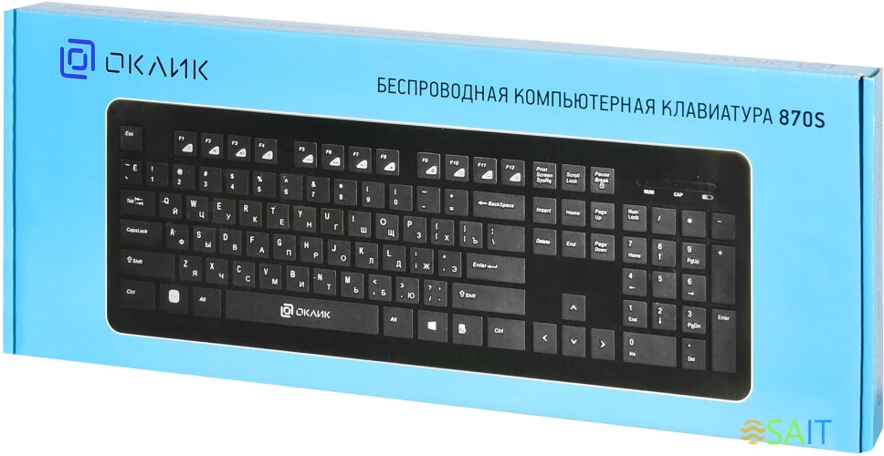 Клавиатура Оклик 870S черный USB беспроводная slim Multimedia