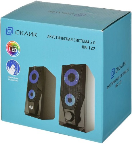 Колонки Оклик OK-127 2.0 черный 6Вт