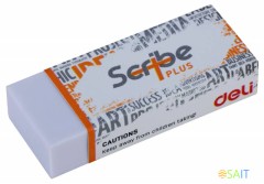 Ластик Deli EH00410 Scribe Plus 60x24x12мм белый индивидуальная картонная упаковка