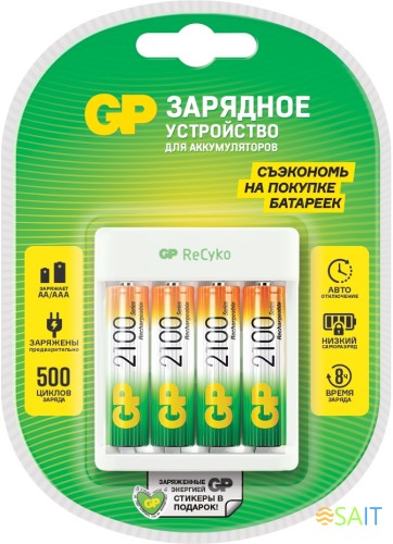 Зарядное устройство GP Rechargeable GP E411/210AAHCCS-2CR1 AA/AAA NiMH 2100mAh (4шт) блистер