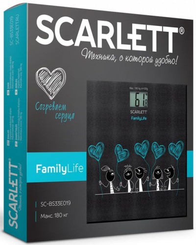 Весы напольные электронные Scarlett SC-BS33E019 макс.180кг черный/рисунок