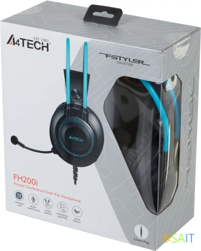 Наушники с микрофоном A4Tech Fstyler FH200i серый/синий 1.8м накладные оголовье (FH200I BLUE)