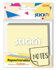 Блок самоклеящийся бумажный Stick`n 27082 76x76мм 80лист. 70г/м2 пастель ассорти 4цв.в упак.