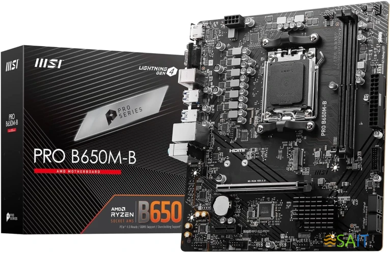Материнская плата MSI PRO B650M-B SocketAM5 AMD B650 2xDDR5 mATX AC`97 8ch(7.1) 2.5Gg RAID+VGA+HDMI