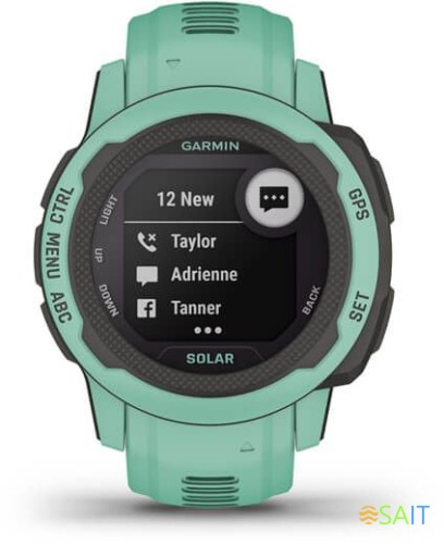 Смарт-часы Garmin Instinct 2S Solar Tactical 20мм 1.3" AMOLED корп.черный/мятный рем.мятный (010-02564-02)