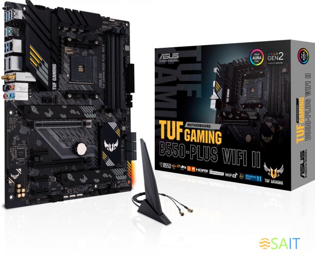 Материнская плата Asus TUF GAMING B550M-PLUS WIFI II Soc-AM4 AMD B550 4xDDR4 mATX AC`97 8ch(7.1) 2.5Gg RAID+HDMI+DP