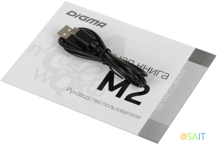 Электронная книга Digma M2 6" E-ink HD Pearl 758x1024 600MHz 128Mb/4Gb/SD/microSDHC/подсветка дисплея темно-серый (в компл.:обложка)