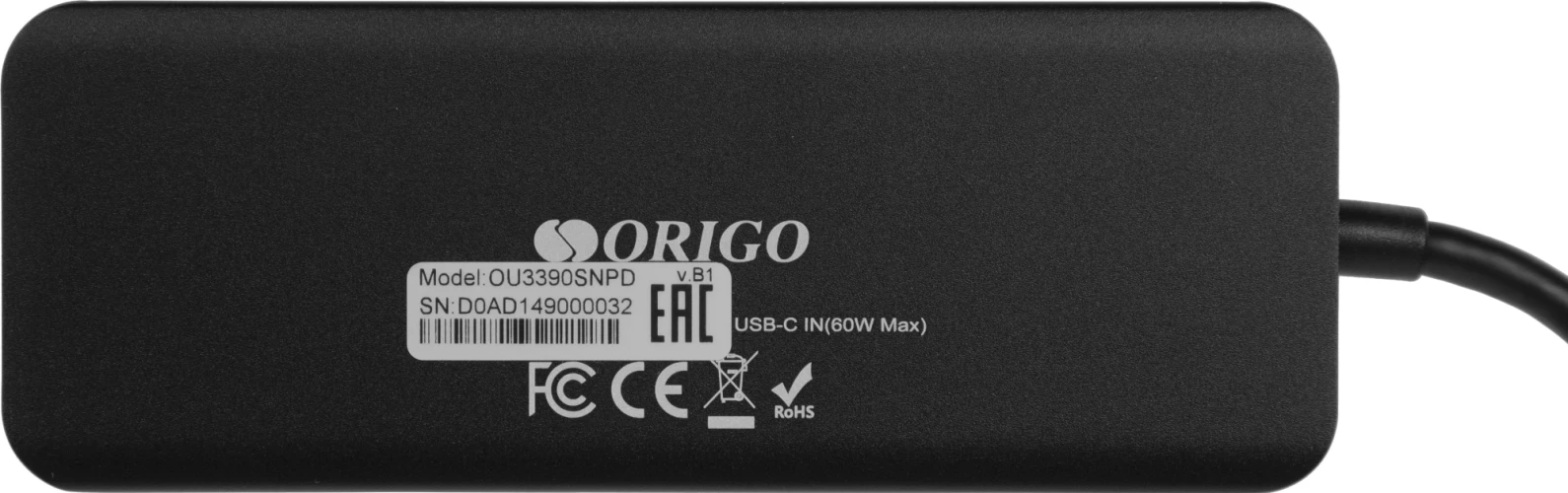 Разветвитель USB 3.0 Origo OU3390SNPD 4порт. черный (OU3390SNPD/B1)