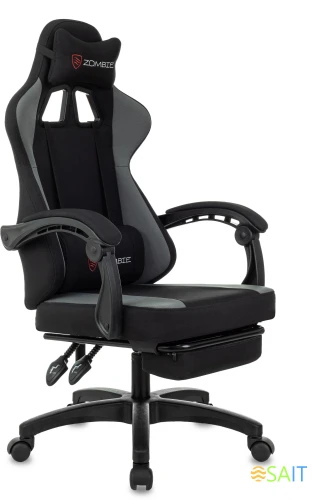 Кресло игровое Zombie Weaver черный/серый с подголов. крестов. пластик подст.для ног пластик черный