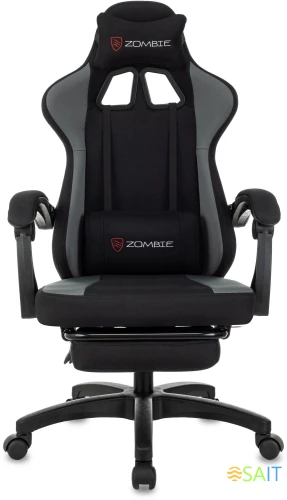 Кресло игровое Zombie Weaver черный/серый с подголов. крестов. пластик подст.для ног пластик черный