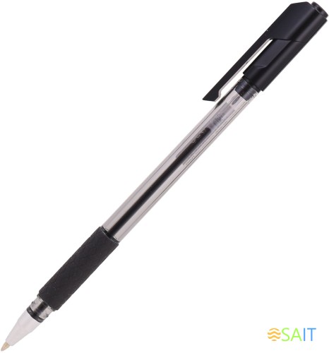 Ручка шариков. Deli Arrow EQ01620 прозрачный/черный d=0.7мм черн. черн. резин. манжета