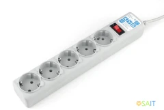 Сетевой фильтр Powercube SPG-B-15-GREY 5м (5 розеток) серый (коробка)