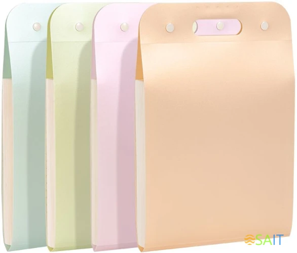 Папка-портфель Deli PM323 на кнопке 13 отдел. A4 полипропилен ассорти/ассорти