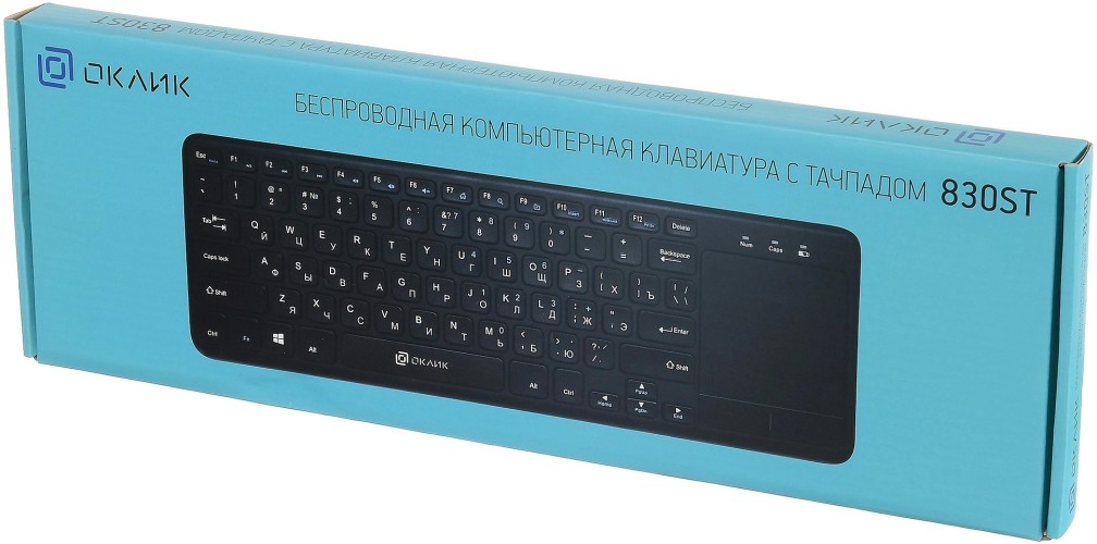 Клавиатура Оклик 830ST черный USB беспроводная slim Multimedia Touch (1011937)