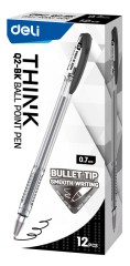 Ручка шариков. Deli Think EQ2-BK прозрачный/черный d=0.7мм черн. черн. (1шт)