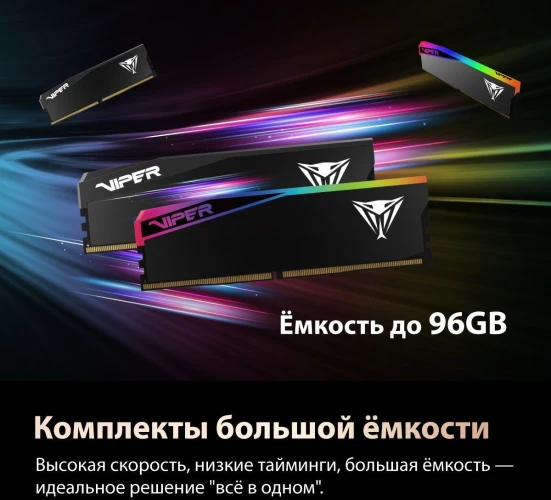 Память DDR5 2x32GB 6000MHz Patriot VEU564G6028K Viper Elite 5 Ultra RTL Gaming PC5-48000 CL28 DIMM 288-pin 1.4В kit single rank с радиатором Ret