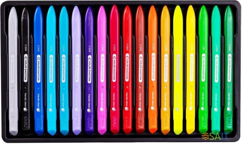 Восковые мелки Deli EC20010 Color Emotion трехгранные 18цв. картон.кор./европод.