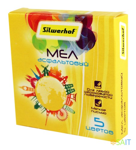 Мел цветной асфальтовый Silwerhof 882087-05 Солнечная коллекция 5цв. картон.кор.