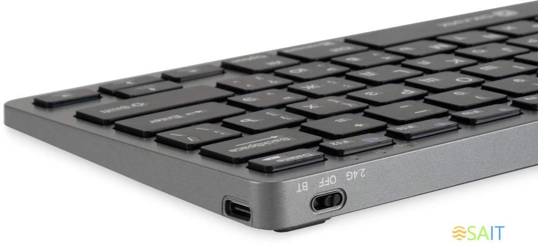 Клавиатура Оклик 835S серый/черный USB беспроводная BT/Radio slim Multimedia (1696467)