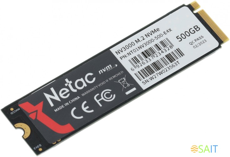 Накопитель SSD Netac PCIe 3.0 x4 500GB NT01NV3000-500-E4X NV3000 M.2 2280