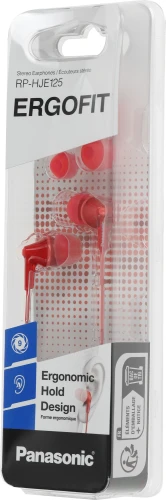 Наушники внутриканальные Panasonic RP-HJE125E-R 1.1м красный проводные в ушной раковине