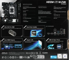 Материнская плата Asrock H610M-H2/M.2 D5 Soc-1700 Intel H610 2xDDR5 mATX AC`97 8ch(7.1) GbLAN+HDMI