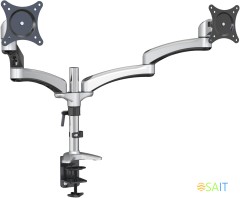 Кронштейн для мониторов Cactus CS-VM-FE124D-AL серебристый 15"-27" макс.8кг настольный поворот и наклон