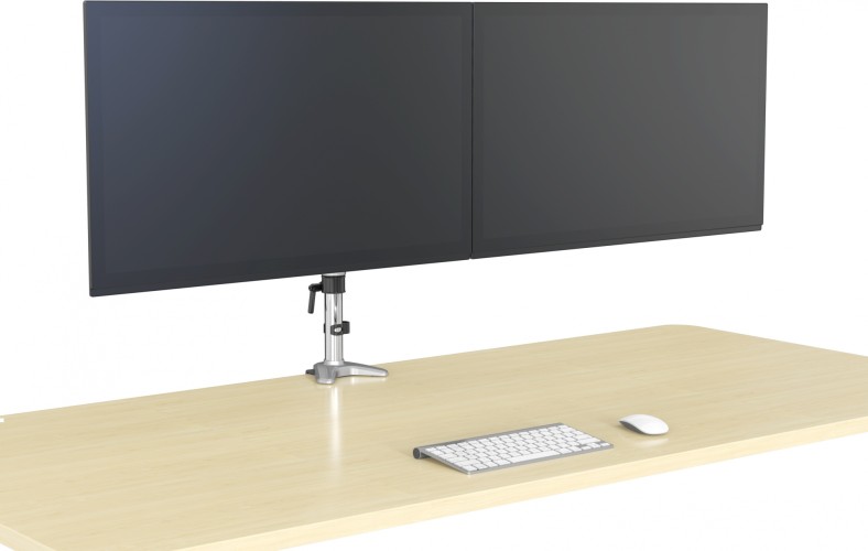 Кронштейн для мониторов Cactus CS-VM-FE124D-AL серебристый 15"-27" макс.8кг настольный поворот и наклон