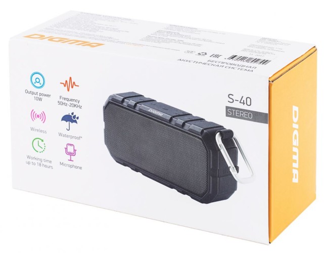 Колонка порт. Digma S-40 черный 10W 1.0 BT 2000mAh (SP4010B)