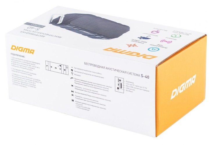 Колонка порт. Digma S-40 черный 10W 1.0 BT 2000mAh (SP4010B)