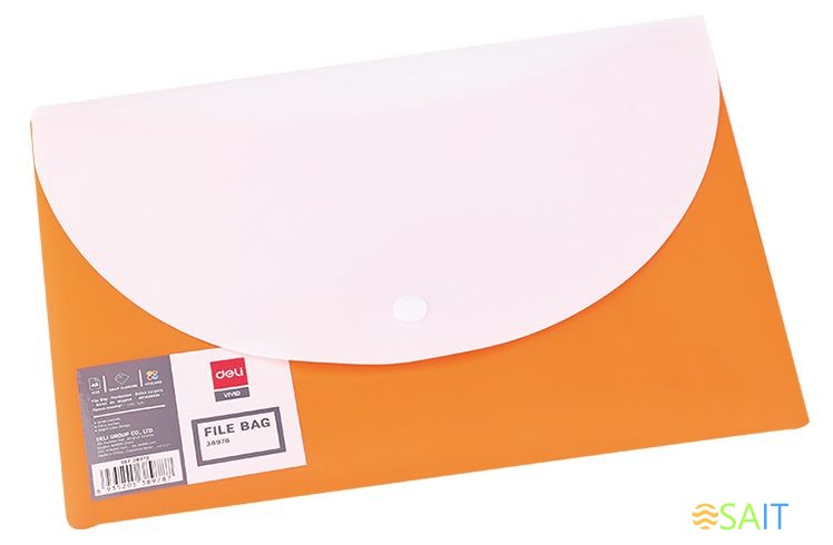 Конверт на кнопке Deli E38977 A4 гориз. расшир. полипропилен 0.18мм ассорти