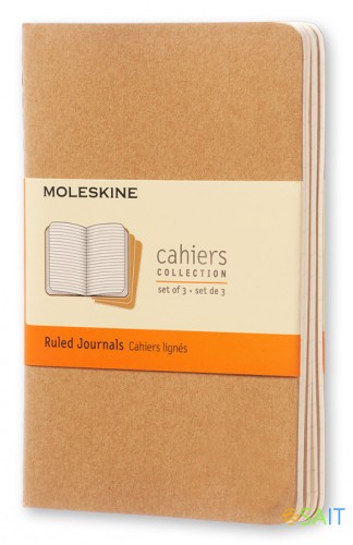 Блокнот Moleskine CAHIER JOURNAL QP411 Pocket 90x140мм обложка картон 64стр. линейка бежевый (3шт)