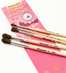 Набор кистей Silwerhof Монстрики (наб.5шт) пон.круг.№1-5 дерев.лакир.ручка