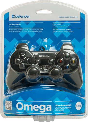 Defender Проводной геймпад Omega USB, 12 кнопок, 2 стика Defender Omega