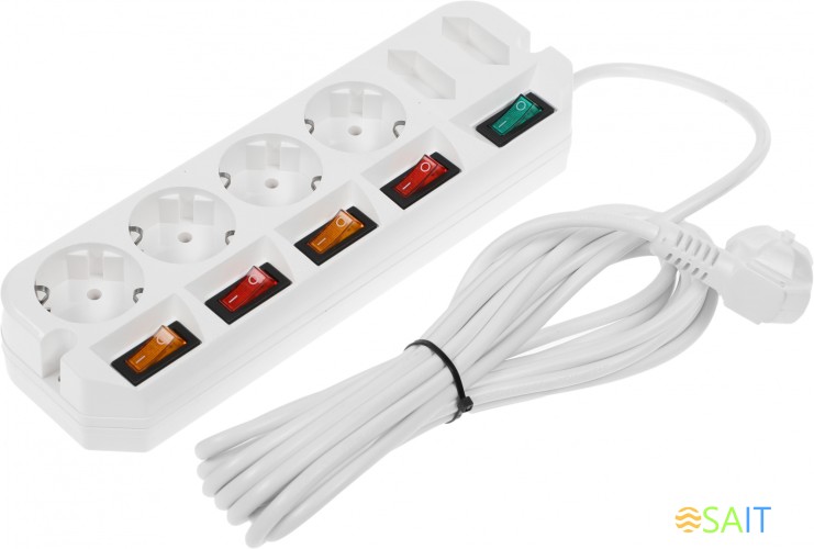 Сетевой удлинитель Most A10 5м (6 розеток) белый (коробка)