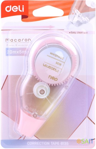 Лента коррект. Deli E8135 20мх5мм ассорти корпус белый блистер