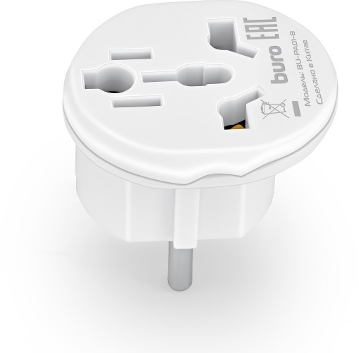 Адаптер-переходник Buro BU-PA01-W (1 розетка) белый (пакет ПЭ)