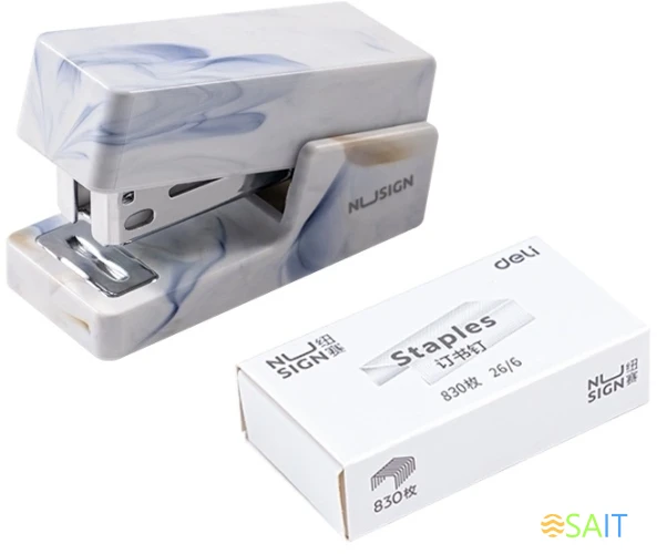 Степлер мини Deli NS083C WHITE Nusign 24/6 26/6 (25листов) белый 830скоб пластик коробка