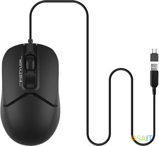 Мышь A4Tech Fstyler FM12ST черный оптическая 1200dpi silent USB для ноутбука 2but (FM12ST BLACK)