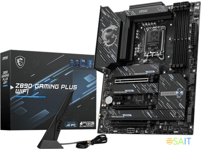 Материнская плата MSI Z890 GAMING PLUS WIFI Soc-1851 Intel Z890 4xDDR5 ATX AC`97 8ch(7.1) 5Gigabit RAID+HDMI+DP